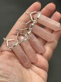 Rose Quartz Crystal Pendant Double Terminated Necklace Silver Plated