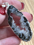 Silver Plated Agate Geode Crystal Pendant Brazil