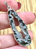 Silver Plated Agate Geode Crystal Pendant Brazil