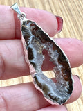 Silver Plated Agate Geode Crystal Pendant Brazil