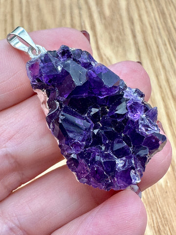 Amethyst Geode Pendants - Silver Plated - Made in Brazil - Various Choices