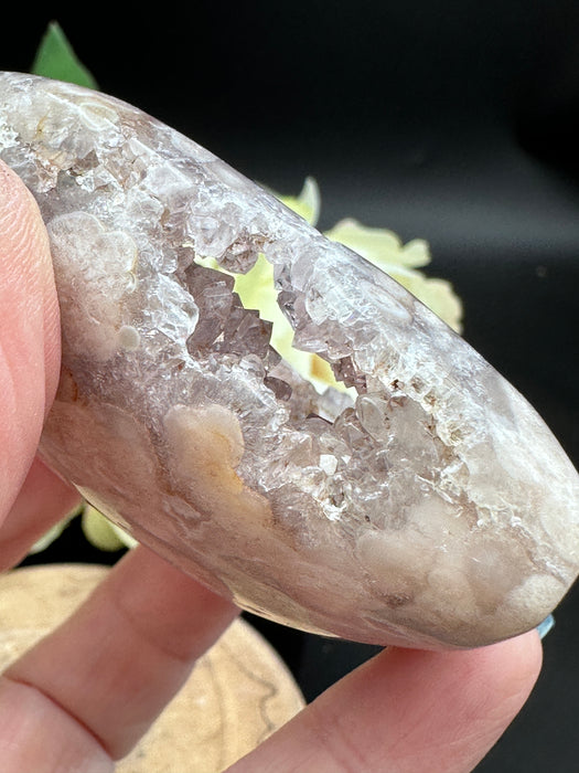 Pink Amethyst & Flower Agate Druzy Heart