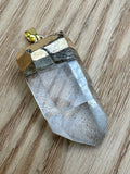 Gold Plated Clear Quartz Crystal Pendant Point Jewellery