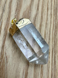 Gold Plated Clear Quartz Crystal Pendant Point Jewellery