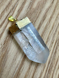 Gold Plated Clear Quartz Crystal Pendant Point Jewellery