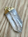 Gold Plated Clear Quartz Crystal Pendant Point Jewellery