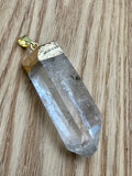 Gold Plated Clear Quartz Crystal Pendant Point Jewellery