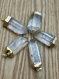 Gold Plated Clear Quartz Crystal Pendant Point Jewellery