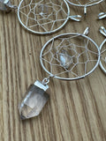 Clear Quartz Crystal Dreamcatcher Pendant Silver Brazil