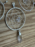 Clear Quartz Crystal Dreamcatcher Pendant Silver Brazil