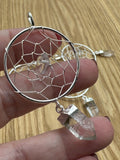 Clear Quartz Crystal Dreamcatcher Pendant Silver Brazil