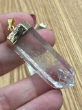 Gold Plated Clear Quartz Crystal Pendant Point Jewellery