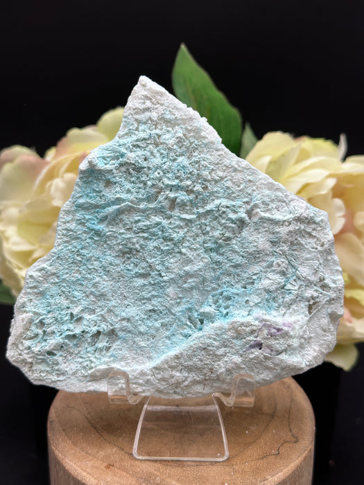 BOTRYOIDAL PURPLE FLUORITE ON QUARTZ WITH CHRYSOCOLLA