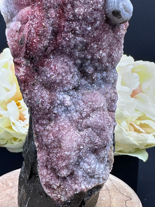 Red Chalcedony Raw Crystal Tower with super sparkling druzy 
