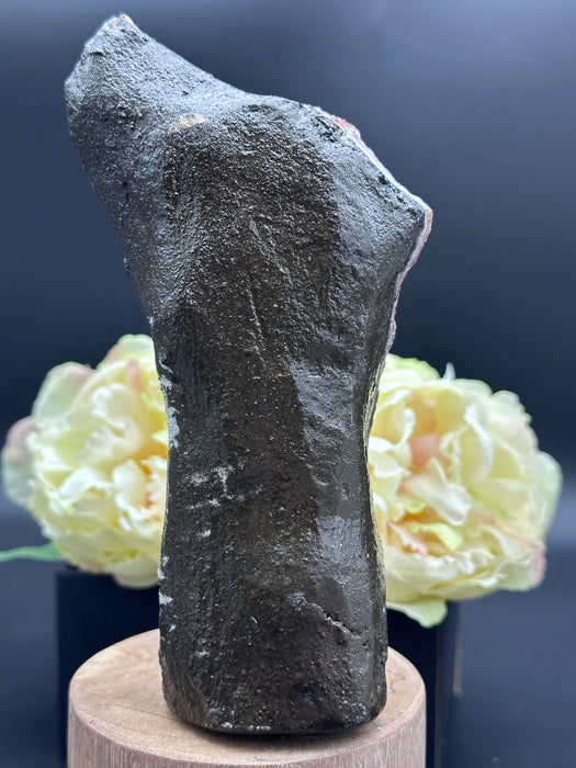 Red Chalcedony Raw Tower with super sparkling druzy
