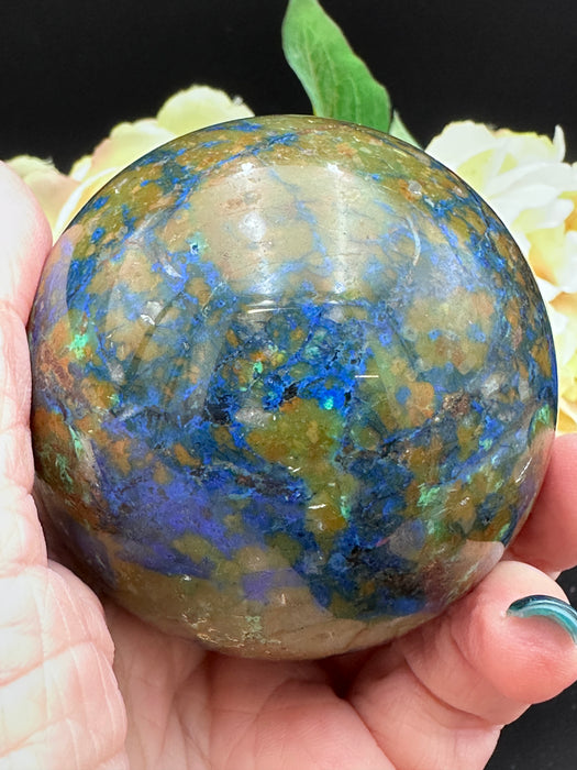 Lapis Lazuli and Fynchenite Sphere
