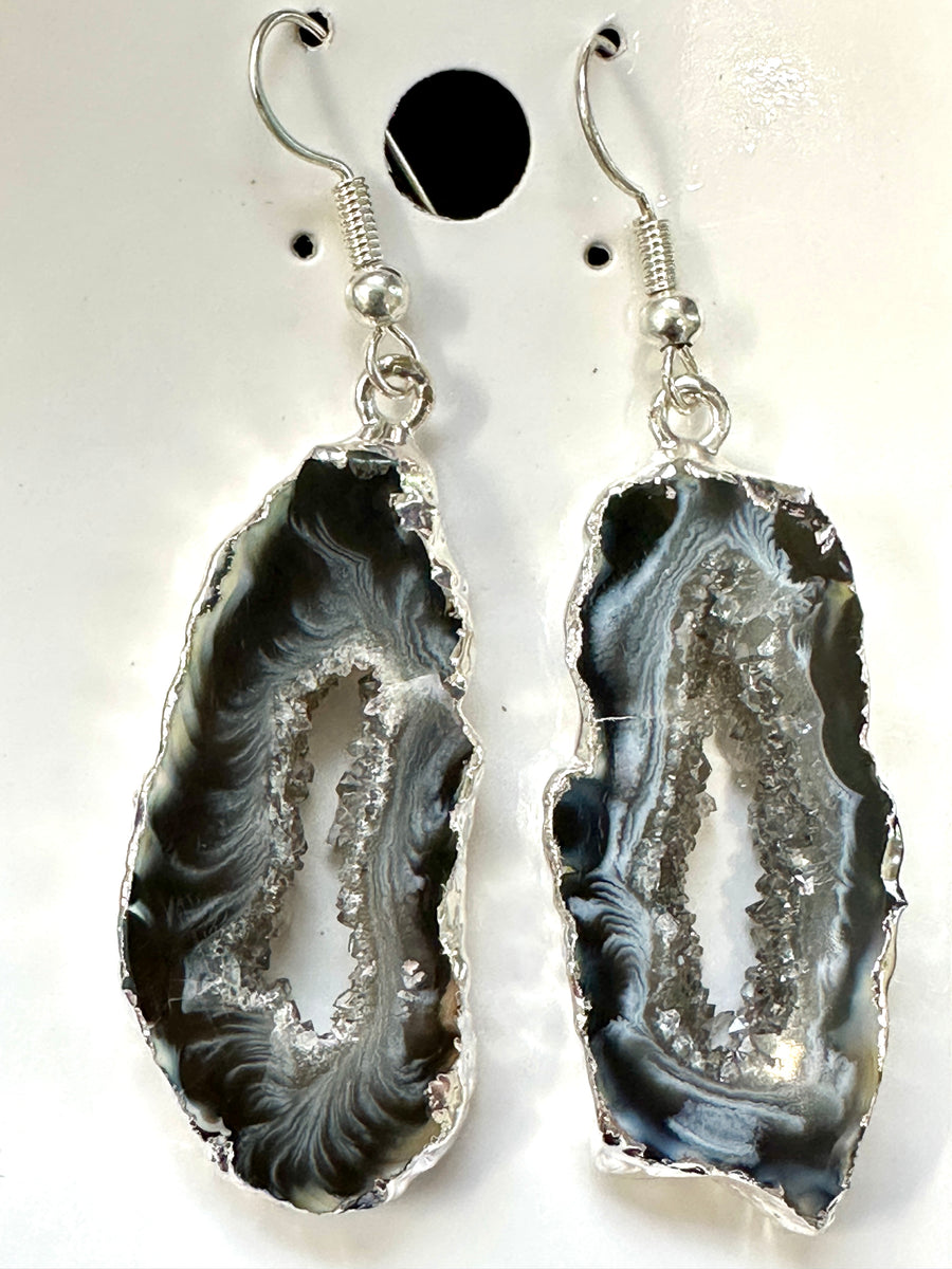 Agate Geode Earrings - Silver Plated Brazil - Various Options – Crystal ...