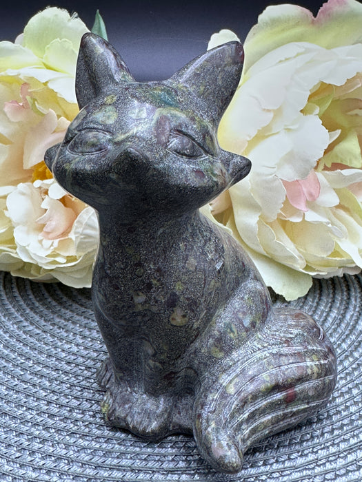 Dragon's Blood Jasper Fox Carving