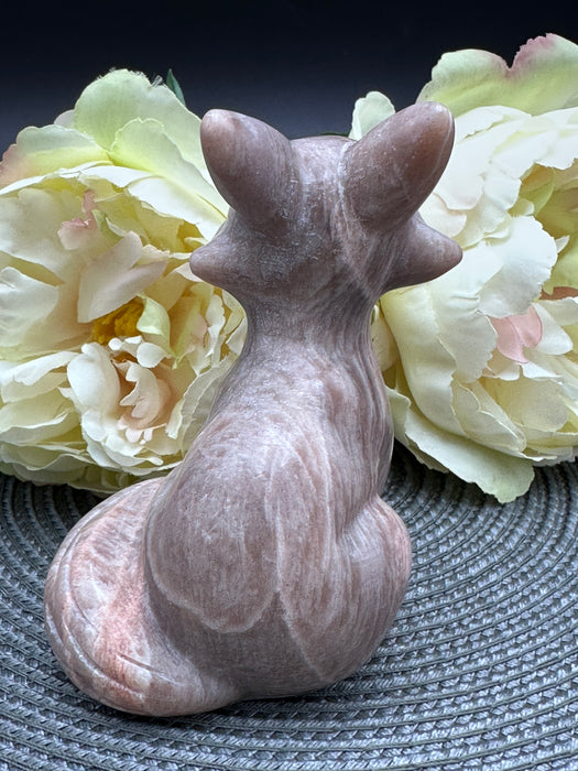 Peach Moonstone Fox Carving