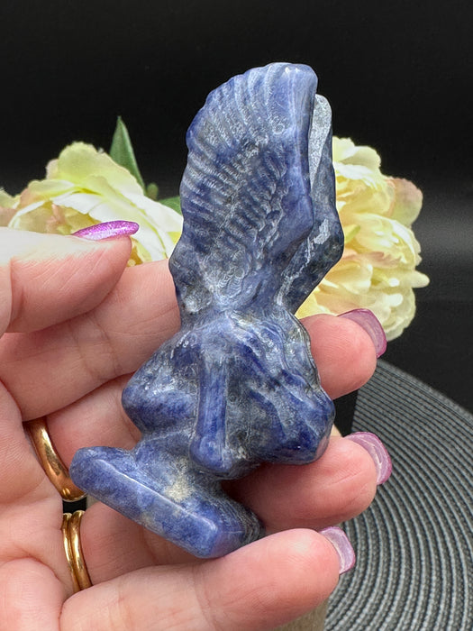 Sodalite Crying Angel Carving - (Fallen Angel)