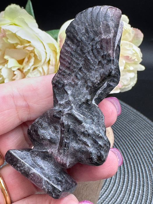 Garnet with Astrophyllite Crying Angel (Fallen Angel)
