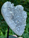 Druzy Agate Heart on Black Metal Stand