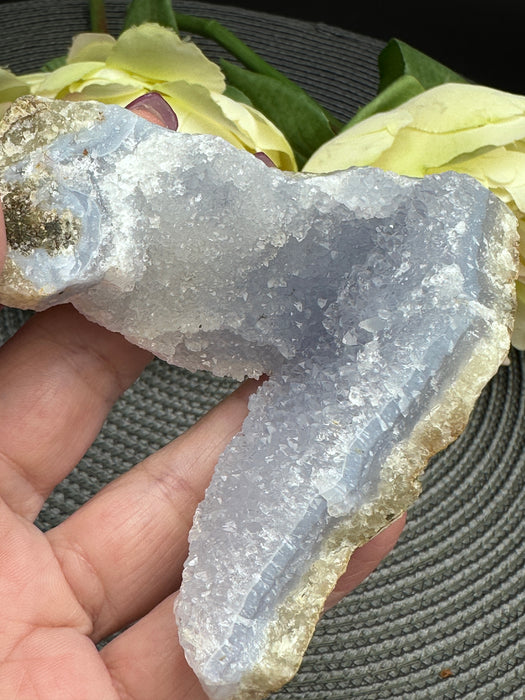 Blue Lace Agate Raw Specimen #1 - beautiful sparkling druzy