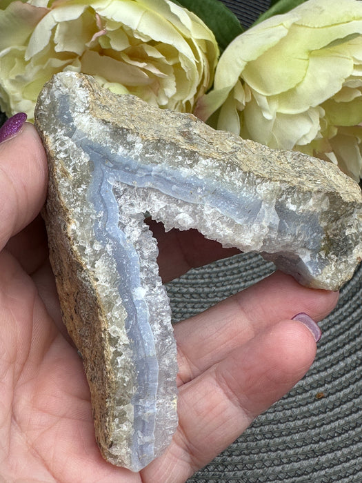 Blue Lace Agate Raw Specimen #1 - beautiful sparkling druzy