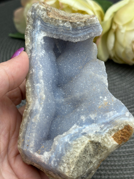 Blue Lace Agate Raw Specimen - super sparkling druzy 