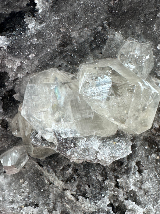 Super Sparkly Grey Druzy Quartz Crystal Specimen with Calcite Inclusions