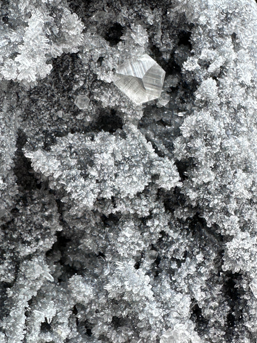 Super Sparkly Grey Druzy Quartz Crystal Specimen with Calcite Inclusions