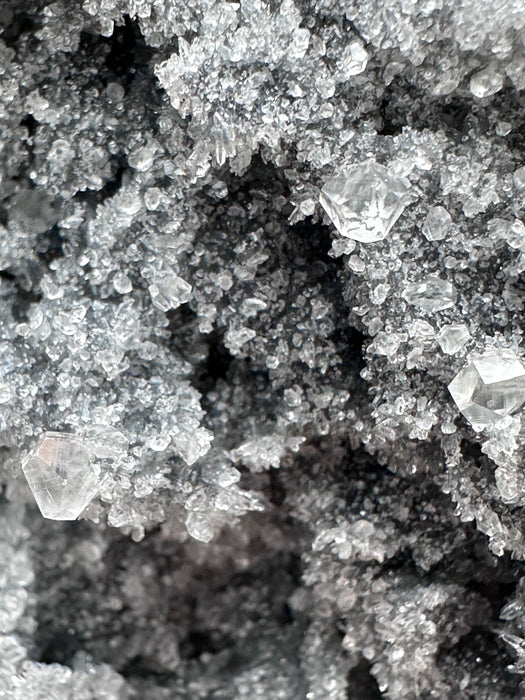 Super Sparkly Grey Druzy Quartz Crystal Specimen with Calcite Inclusions