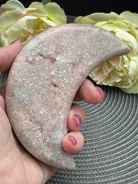 Chunky Pink Amethyst Moon with fine sparkles within