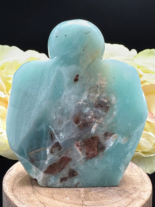 Gorgeous Blue Sky Opal Octopus on Rock Carving - self standing