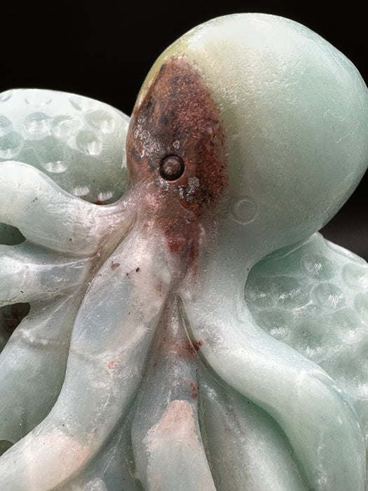 Gorgeous Blue Sky Opal Octopus on Rock Carving - self standing