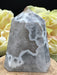 Natural Agate Geode Chunky Tower with a centre smothered in sugary geode "snow" and a peek-a-boo window on the side