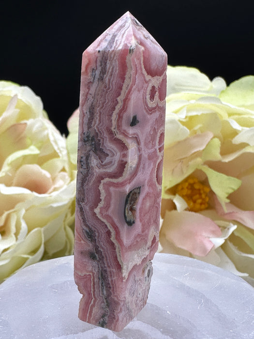 Mini Rhodochrosite Points with beautiful patterns and colours and small druzy pockets
