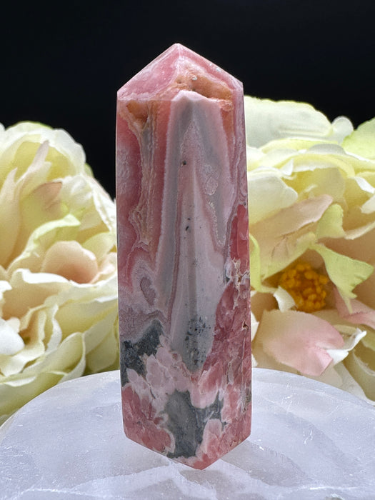 Mini Rhodochrosite Points with beautiful patterns and colours and small druzy pockets