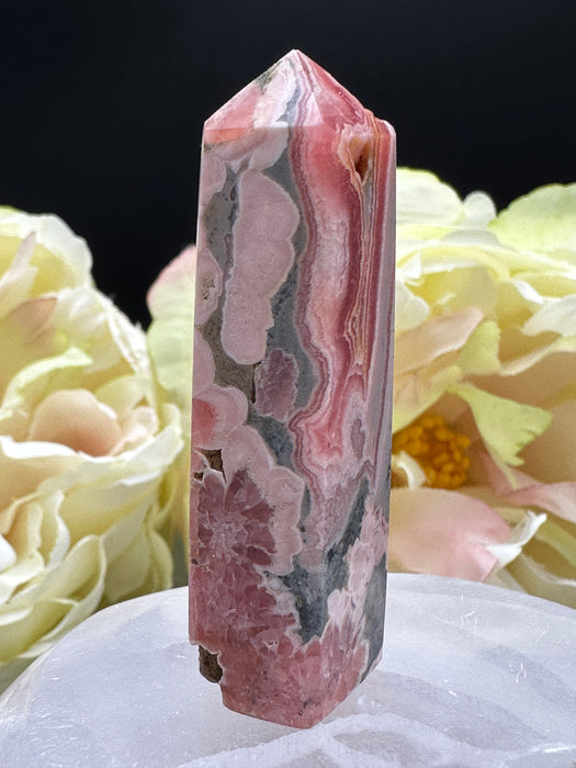Mini Rhodochrosite Points with beautiful patterns and colours and small druzy pockets