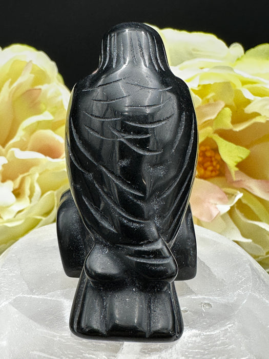 Beautifully carved and polished Black Obsidian Raven
