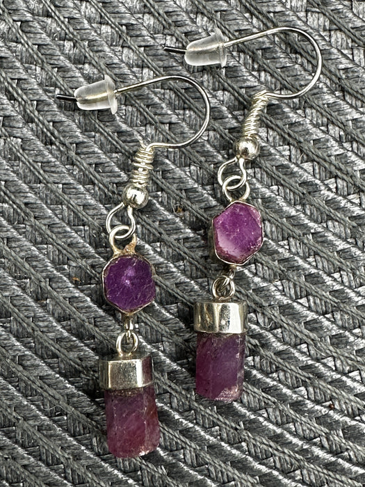 Ruby and Sterling Silver Handmade Earrings