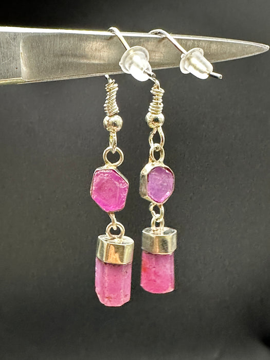 Ruby and Sterling Silver Handmade Earrings