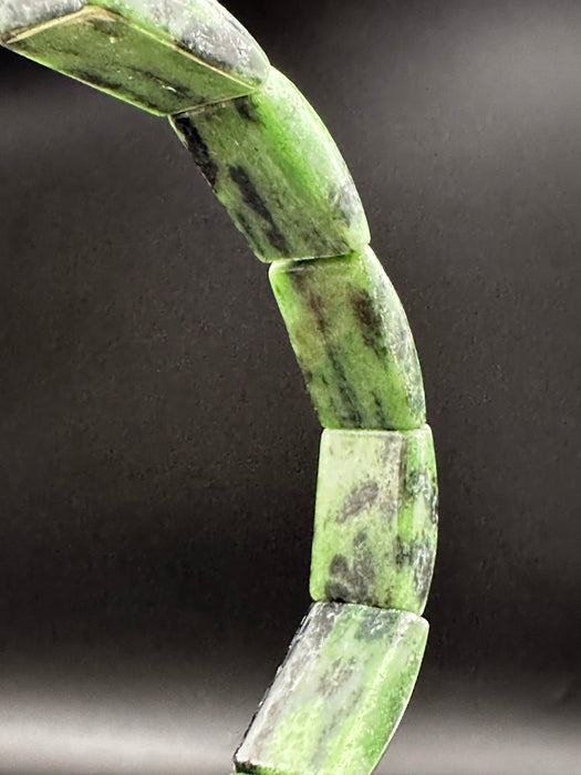 Zoisite with Black Amphibole/Hornblende Bracelet 