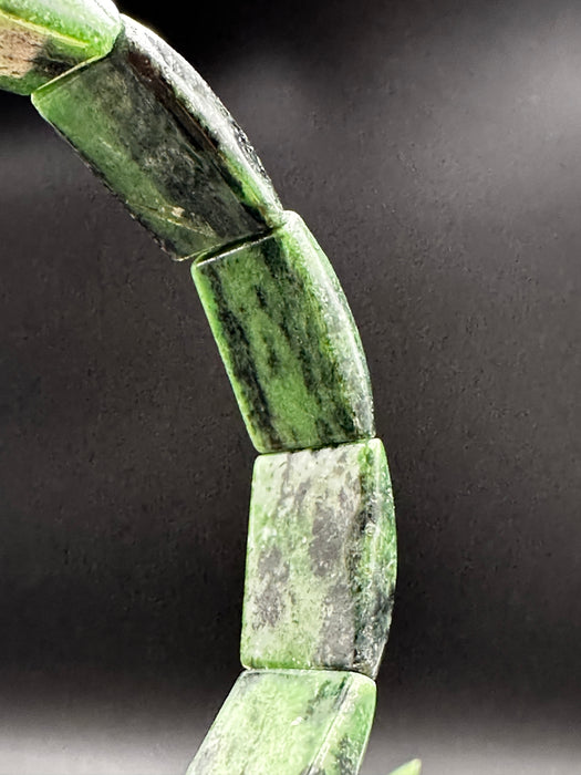 Zoisite with Black Amphibole/Hornblende Bracelet 