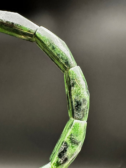 Zoisite with Black Amphibole/Hornblende Bracelet 