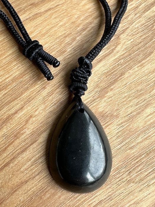 Shungite Teardrop Pendant Crystal Necklace