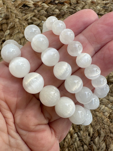 Selenite Crystal Bead Bracelet