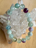 Snowflake Rainbow Fluorite Crystal Bead Bracelet Jewellery