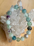 Snowflake Rainbow Fluorite Crystal Bead Bracelet Jewellery