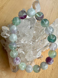 Snowflake Rainbow Fluorite Crystal Bead Bracelet Jewellery